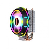 台式機箱高效cpu散熱器 大風量靜音散熱風扇(2銅管（飛碟）彩燈)