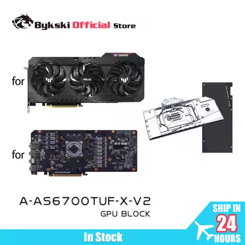 Bykski A-AS6700TUF-X-V2 GPU Water Block for ASUS ROG STRIX Radeon RX 6750 XT O12G Card / Copper Cool