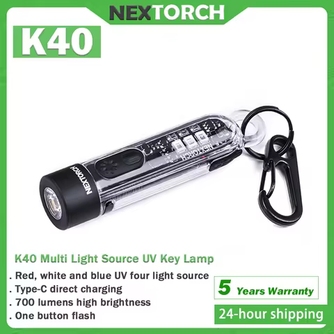 NEXTORCH K40 700 Lumen Flashlight Multi-Light Key Light Emergency Warning Signal Light 365nm UV Mini