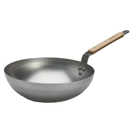 de Buyer 畢耶 原礦蜂蠟櫸木柄系列 中華鐵炒鍋  28cm  1個
