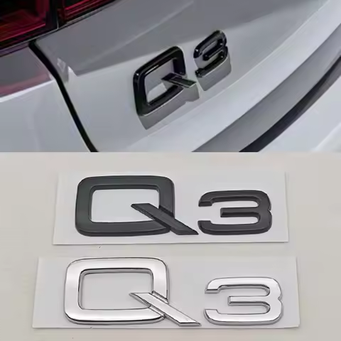 3D ABS Chrome Black Car Letters A3 Q3 Badge Rear Trunk Sticker Decals For Audi A3 Q3 Auto Tail Marki