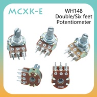 MCXK-E 5Pcs WH148 1K 2K 5K 10K 20K 50K 100K 500K Shaft Amplifier Dual Stereo Potentiometer B1K B2K B