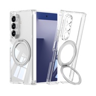 Rotating Kickstand Z Fold 7 Clear Anti-Drop Case Back Cover Magnetic Hinge Samsung Galaxy Z Fold7 Ca