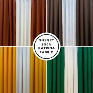 Curtain 3n1 Set Aesthetic Plain Ring – 6feet(70inches) Length x 4.6feet Width | 100% Katrina Fabric