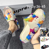 【Meeyou】Fashionable and pop graffiti Yeezy Slides slippers for men and women 36-45