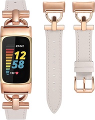 Wearlizer สายหนังเข้ากันได้กับ Fitbit Charge 6 bands/charge 5 bands for Women dressy Slim Leather ST