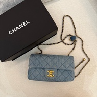 丹寧金球鏈CHANEL MINI COCO 20cm藍色牛仔肩背斜背包