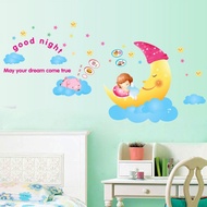 AURA - Wall Sticker Moon Crescent Moon NightGood Star Cloud Wallsticker Wall Sticker LDR1907