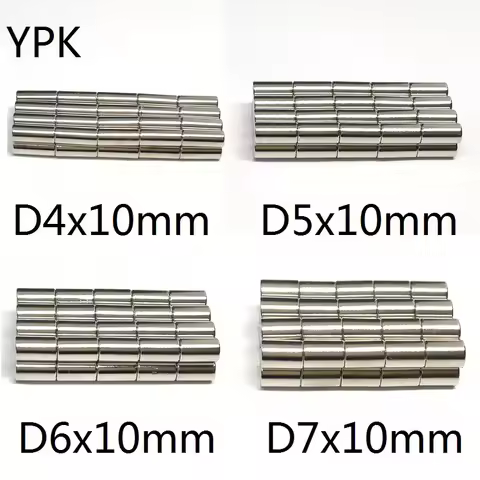 10 50 100PCS/LOT N35 Cylinder NdFeB Magnet 4*10 5*10 6*10 7*10 Strong Rare Earth Permanent Neodymium