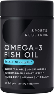 sports research Triple Strength Omega3 Omega 3 Fish Oil (180 Softgels)