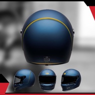 Helm Retro Full Face Bell Eliminator Vanish Matte Biru Kuning