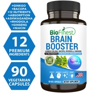 Biofinest Brain Booster Supplement - Vitamin B Ginkgo Biloba Ashwagandha Rhodiola -Focus Memory Calm