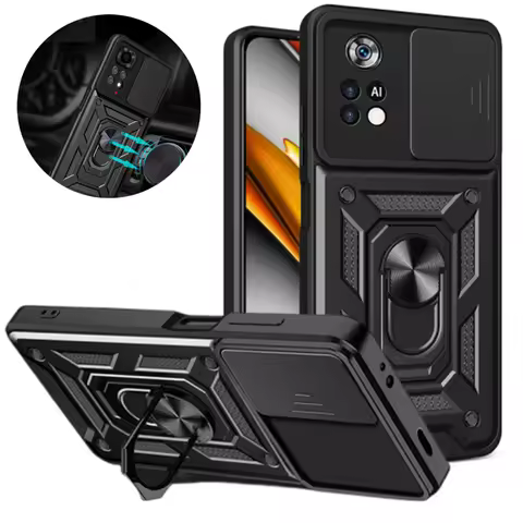 Slide Camera Lens Protector Armor Case For Mi POCO X6 X5 X4 X3 Pro NFC Bumpers Ring Cover For POCO X