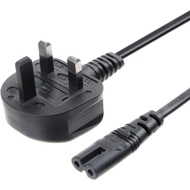 UK AC Power Cable (IEC320-C7 to BS1363), Universal UK Plug 2- Slot Printer Power Cord Cable, Non-Pol