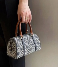 Tory Burch T Monogram Barrel Bag 經典時尚休間字母提花徽標波士頓手拎包單肩斜挎包