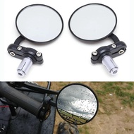 2pcs Universal Motorcycle MIRRORS 7/8" Bar End Side Bar End Round Mirrors Aluminum Alloy Side Mirror HD Glass Mirror