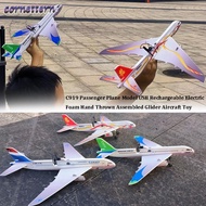 CORNE Electric Foam Hand Thrown Plane, USB Rechargeable 34*36*7.5cm C919 Passenger Plane Model, PP 3
