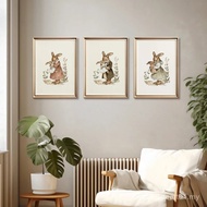 1/3pcs Cute Rabbit Mom Dad & Baby Prints Poster Cartooon Animal Bunnies Family Canvas Painting Home 