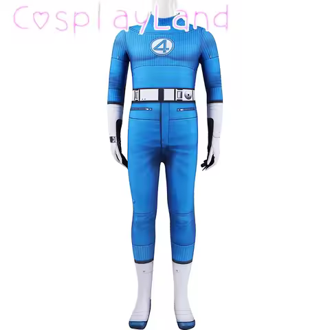 Fantastic 4 Cosplay Mr.Fantastic Costume Suit Blue Jumpsuit Reed Richards Outfit Halloween Costume C