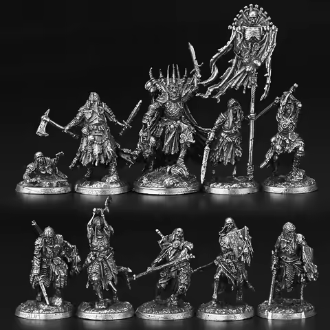 White copper metal doomsday lord army undead war soldier human model desktop game battle chess piece