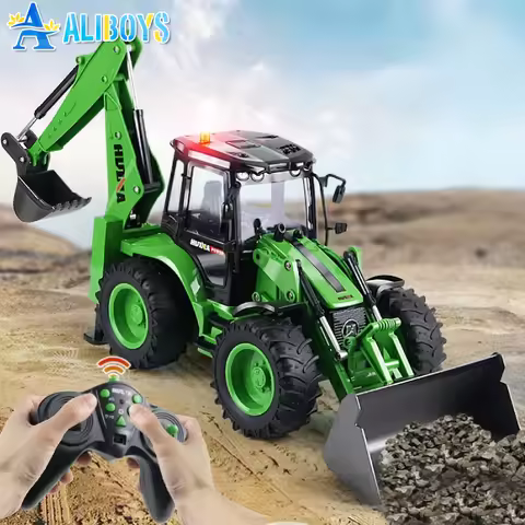 Huina 1579 RC Excavator 1:14 9CH Remote Control Backhoe Loader Truck Engineering Vehicle Constructio