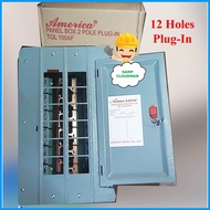 ☎ ☜ ⊕ America Panel Box 10 Branches Plug-In TQL 2 Pole 12 Holes 6 x 6 Panel Board