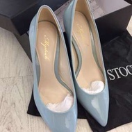 全新正品 My Stock 低跟 漆皮 亮面 水藍色 跟鞋 36號