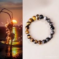 Dual Energy Guardian Bracelet | Obsidian Shields, Tiger's Eye Attracts Wealth, Harmonizes Three Chak
