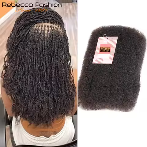 Afro Kinky Bulk Hair for Braiding Hair Extensions – Rebecca Lightweight, Natural Colors for African 