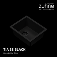 ZUHNE Tia 38cm Granite Composite Small Bar Sink Black or Grey (Made in Europe)