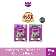 Whiskas Pouch Wet Cat Food For Senior Cat Tuna / Mackerel 80g (14 Packs)