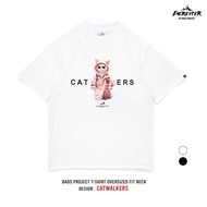 Everester เสื้อยืดผู้ชาย t shirt for men เสื้อคอฟิต Oversize Cotton เสื้อแขนสั้น Cat Walkers  EXP