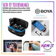 BOYA BOYAMIC with On Board Recording All-in-One 2.4GHz Wireless Microphone System compatible with mobile phones/camera