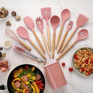 utinsels kitchen set 12pcs silicone kitchen utensils set non stick spatula wooden utensils kitchen s