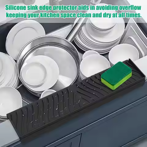 Sink Water Splash Guard Silicone Kitchen Sink Splash Guard Kitchen Sink Protector Bathroom Sink Acce
