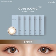 [1 เซ็ตแถม 2 กล่อง คละสี] (เช็ต 6 กล่อง 30 คู่) สี Iconic Brown รุ่น CL-03 ICONIC คลาร์ไอริส คอนแทคเ