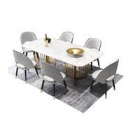 ⭐Affordable⭐stainless steel Dining Room Set Home Furniture minimalist modern marble dining table and 6 chairs mesa de ja
