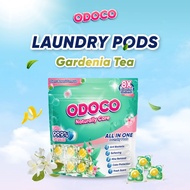 ODOCO 100Pcs Gardenia Tea Laundry Capsules Premium Scent Laundry Pod Detergent Washing Machine Wash