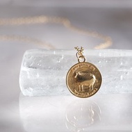 羊硬幣項鍊 純銀 K18GP 鍍金