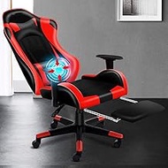 Computer Chairs Ergonomic,Gaming Chair,Adjustable Headrest And Lumbar Support with Adjustable Task Chair Gas lift SGS tested Adjustable Seat Height,Synchro Tilt Mechanism,With Footrest,Red Comfortable