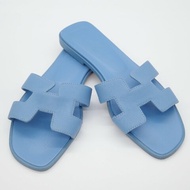 Hermès 愛馬仕 H 拖鞋 Oran涼鞋 水藍色 寶寶藍  牛皮 平底涼鞋 平底拖鞋