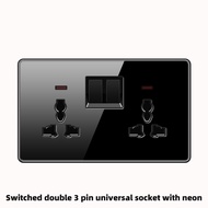 【In stock】PSSRISE G19 Plug Socket13A/15A/Wall Socket With usb  Mirror Large Plate Tempered Glass