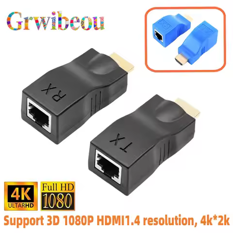 HD 4K 1080P HDMI-compatible Extender RJ45 Ports Network 30M HDMI-compatible to RJ45 Over CAT5e / 6 U
