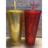 Starbucks limited edition christmas gold red bundle studded cold cup tumbler