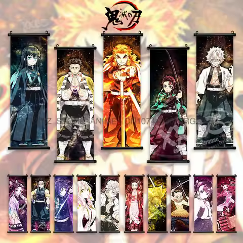 Demon Slayer Scrolls Picture Himejima Gyoumei Wall Art Tomioka Giyuu Home Decor Rengoku Kyoujurou Ha
