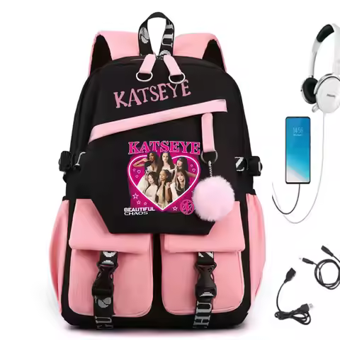 Y2K Katseye School Bags for Teen Girls Korean Ulzzang Back To School Gift Students Bookbag Kpop Girl