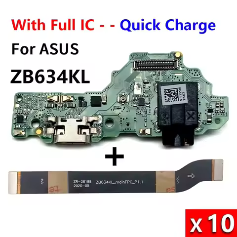 10Pcs/Lot, USB Charging Port Board Flex Cable Connector For Asus Zenfone Max Plus (M2) ZB634KL A001D