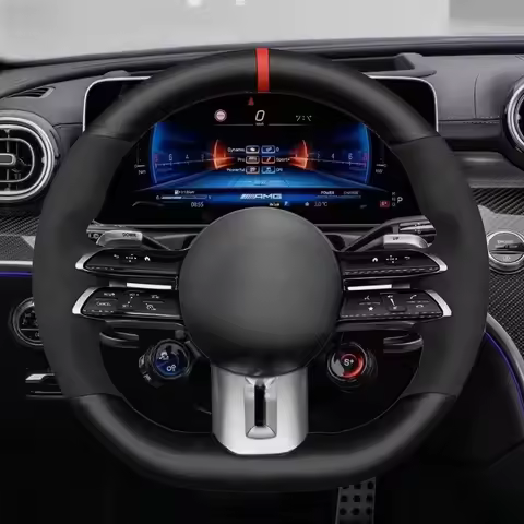 Steering Wheel Cover Black Suede Leather For Mercedes benz AMG GT A35 A45 A45S C43 CLS53 E53 E63 EQE