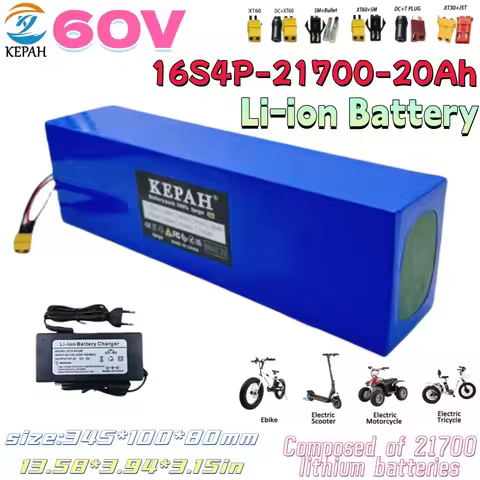 2026 100% NEW 21700 60V 50Ah 21700 Li-ion batterypack 16S4P With BMS 0-3000W For high-power 67.2V mo