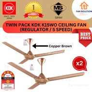 [TWIN PACK, 2 UNITS] KDK K15WO-COPPER BROWN REGULATOR CEILING FAN (60"/150CM) KIPAS KDK REGULATOR